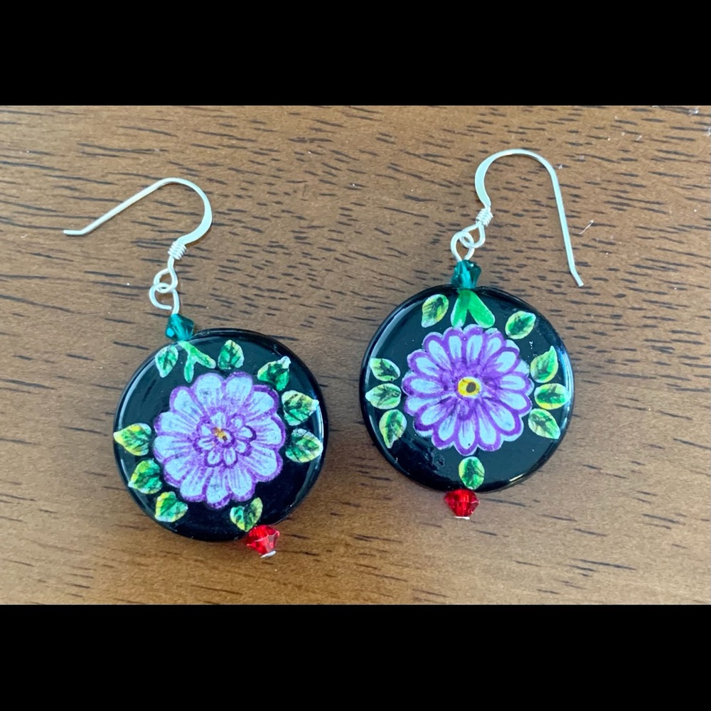 Hand Painted One of a Kind Earrings